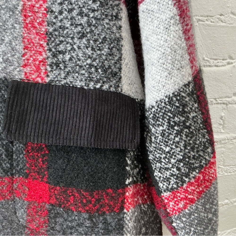 DAVI & DANI Oversized Plaid Shacket Button Up Wool Blend Textured Flannel Jacket - Picture 3 of 16